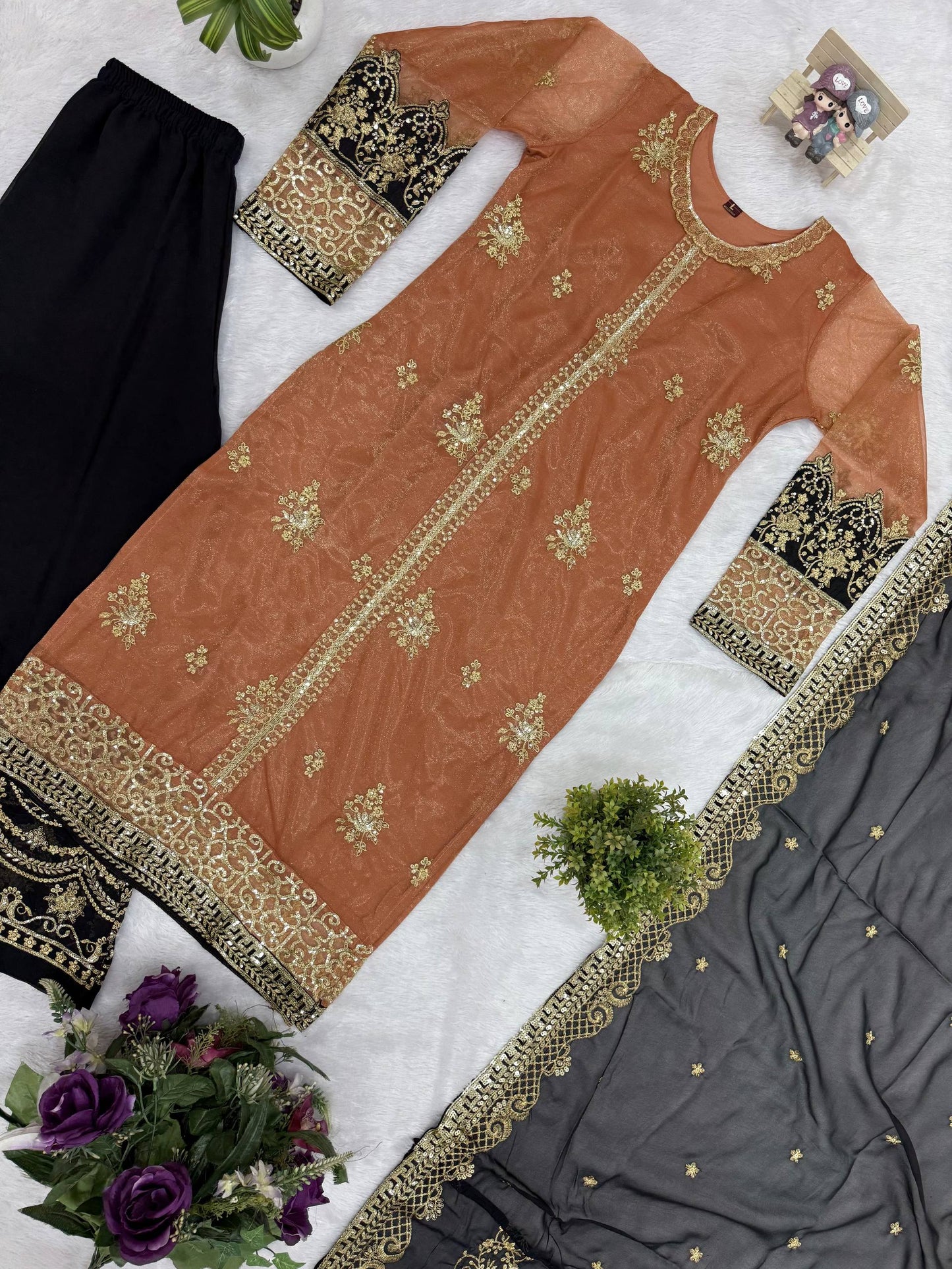 TWIL NET FABRIC✨KURTI, DUPATTA & PENT* *👗 THIS SET IS COMING WITH EMBROIDERY WORK & STYLIST PATTERN FOR EVERY FESTIVAL