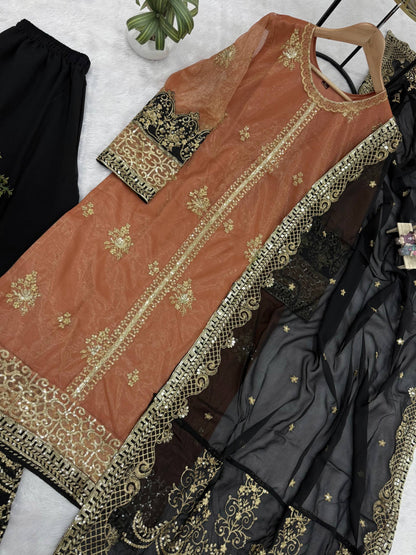 TWIL NET FABRIC✨KURTI, DUPATTA & PENT* *👗 THIS SET IS COMING WITH EMBROIDERY WORK & STYLIST PATTERN FOR EVERY FESTIVAL