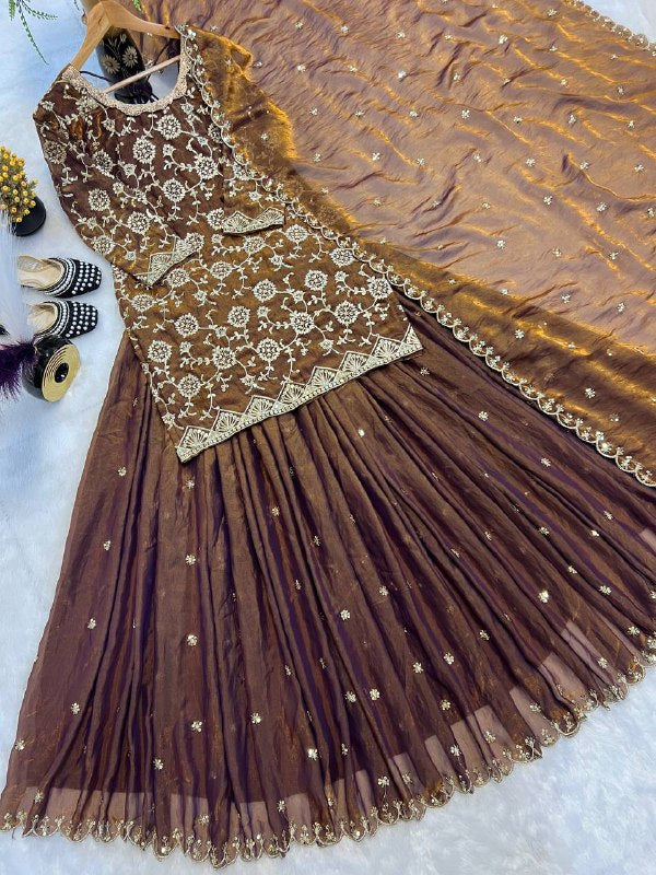 Top Lehenga  Heavy Fandy Silk With Sequence Fancy Border Work