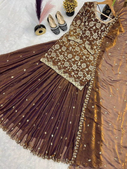 Top Lehenga  Heavy Fandy Silk With Sequence Fancy Border Work