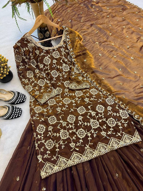 Top Lehenga  Heavy Fandy Silk With Sequence Fancy Border Work