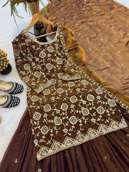 Top Lehenga  Heavy Fandy Silk With Sequence Fancy Border Work