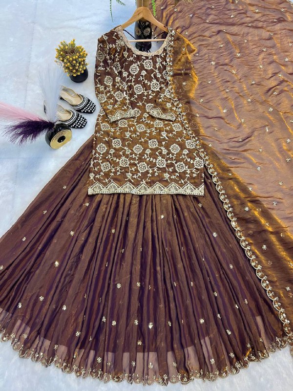 Top Lehenga  Heavy Fandy Silk With Sequence Fancy Border Work