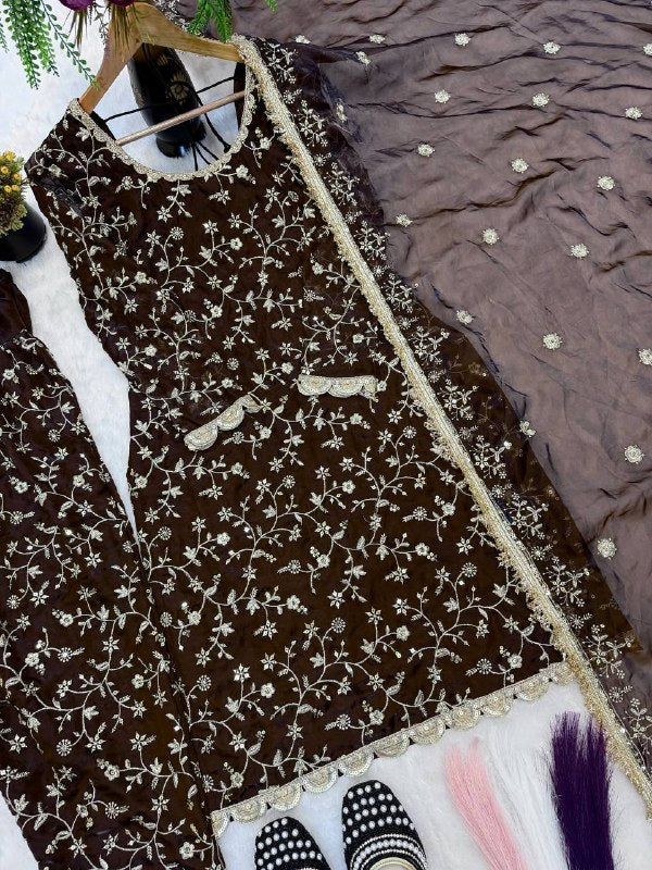 New Designer Party Wear Look Top ,Patiyala Suit and Dupatta