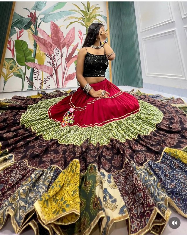 navrati lehenga PURE RAYON FABRIC & EMBROIDERY WORK LEHENGA, BLOUSE & DUPATTA SET