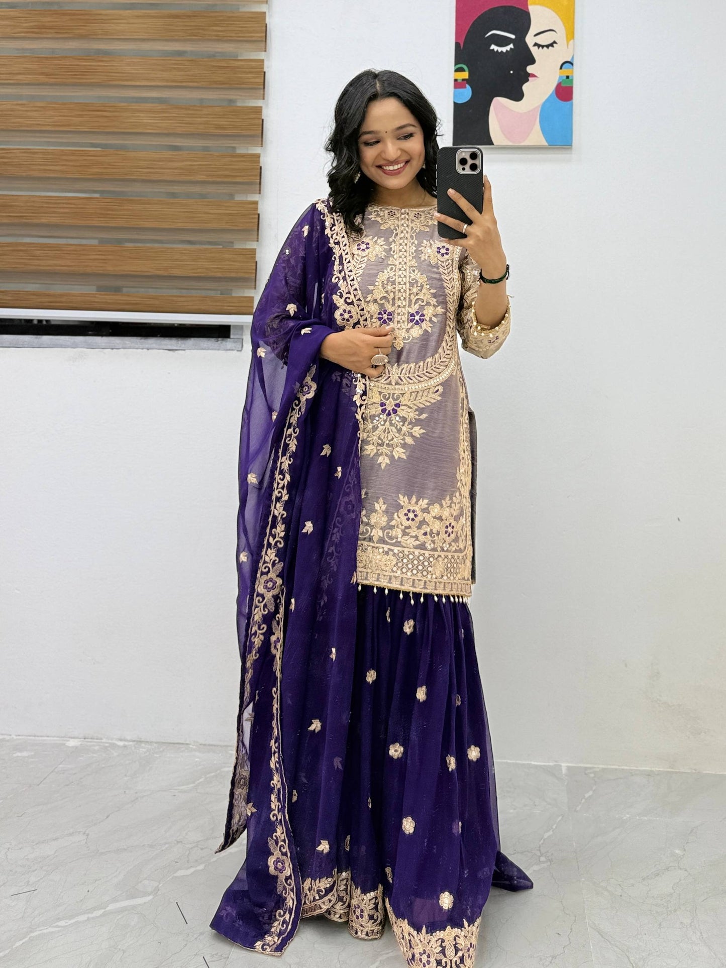 New Designer Party Top Pallazo & Dupatta Set