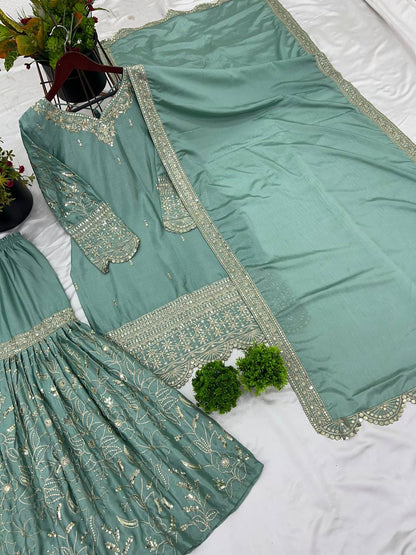 Top-Plazzo and Dupatta With Heavy Embroidery Work