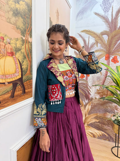 NAVRATI LEHENGA, BLOUSE & KOTI SET