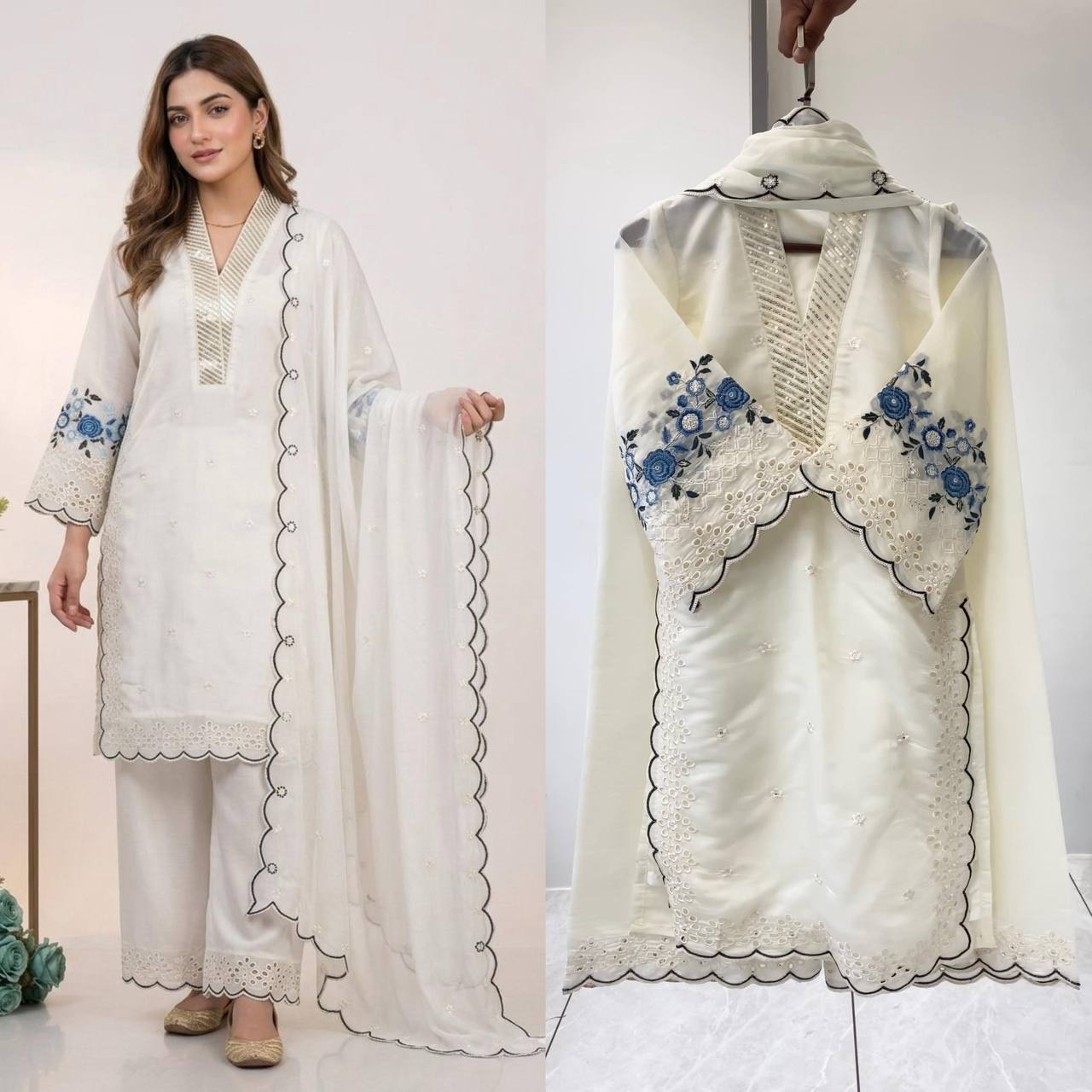 EID 🌙 WEAR OUR SEQUENCE EMBROIDERY WORKED TOP, PANT WITH DUPATTA