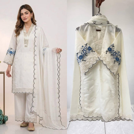 EID 🌙 WEAR OUR SEQUENCE EMBROIDERY WORKED TOP, PANT WITH DUPATTA