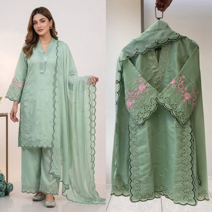 EID 🌙 WEAR OUR SEQUENCE EMBROIDERY WORKED TOP, PANT WITH DUPATTA
