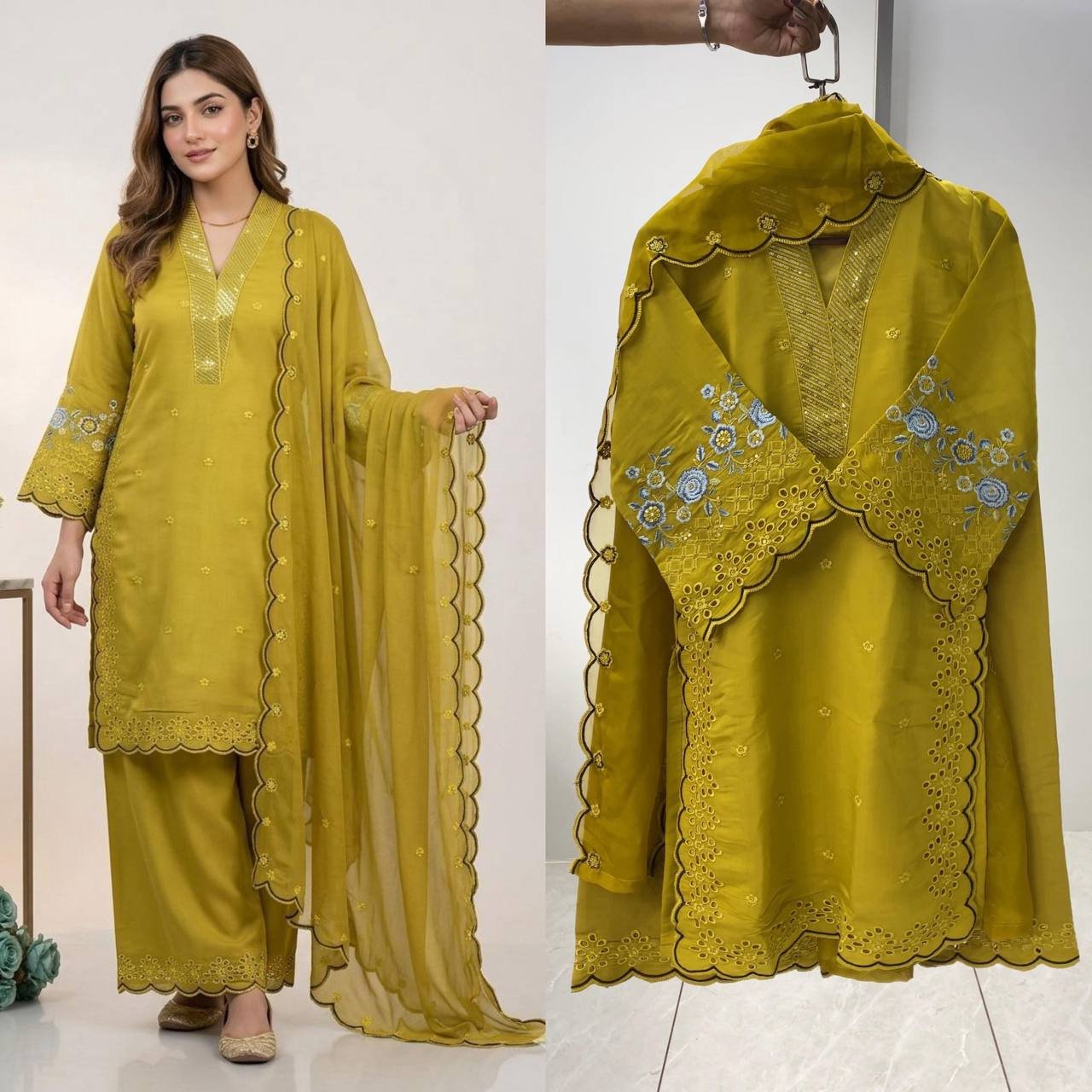 EID 🌙 WEAR OUR SEQUENCE EMBROIDERY WORKED TOP, PANT WITH DUPATTA