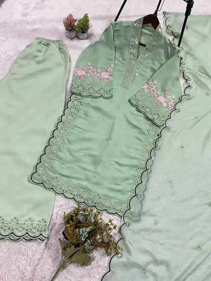 EID 🌙 WEAR OUR SEQUENCE EMBROIDERY WORKED TOP, PANT WITH DUPATTA