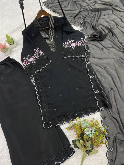 EID 🌙 WEAR OUR SEQUENCE EMBROIDERY WORKED TOP, PANT WITH DUPATTA