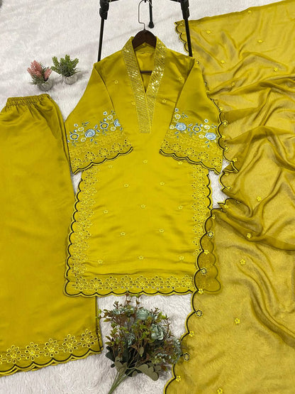 EID 🌙 WEAR OUR SEQUENCE EMBROIDERY WORKED TOP, PANT WITH DUPATTA