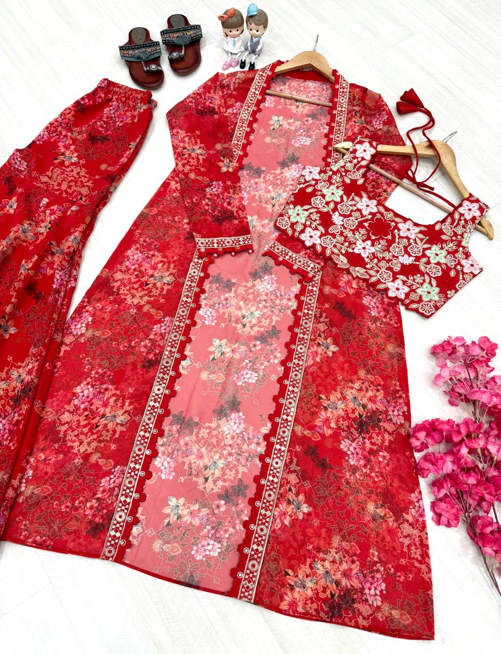 Bollywood Indo Western Koti Plazo & Blouse Collection