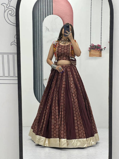 Navratri Special Lehenga Choli with 6 meter Big Flair With Jacket