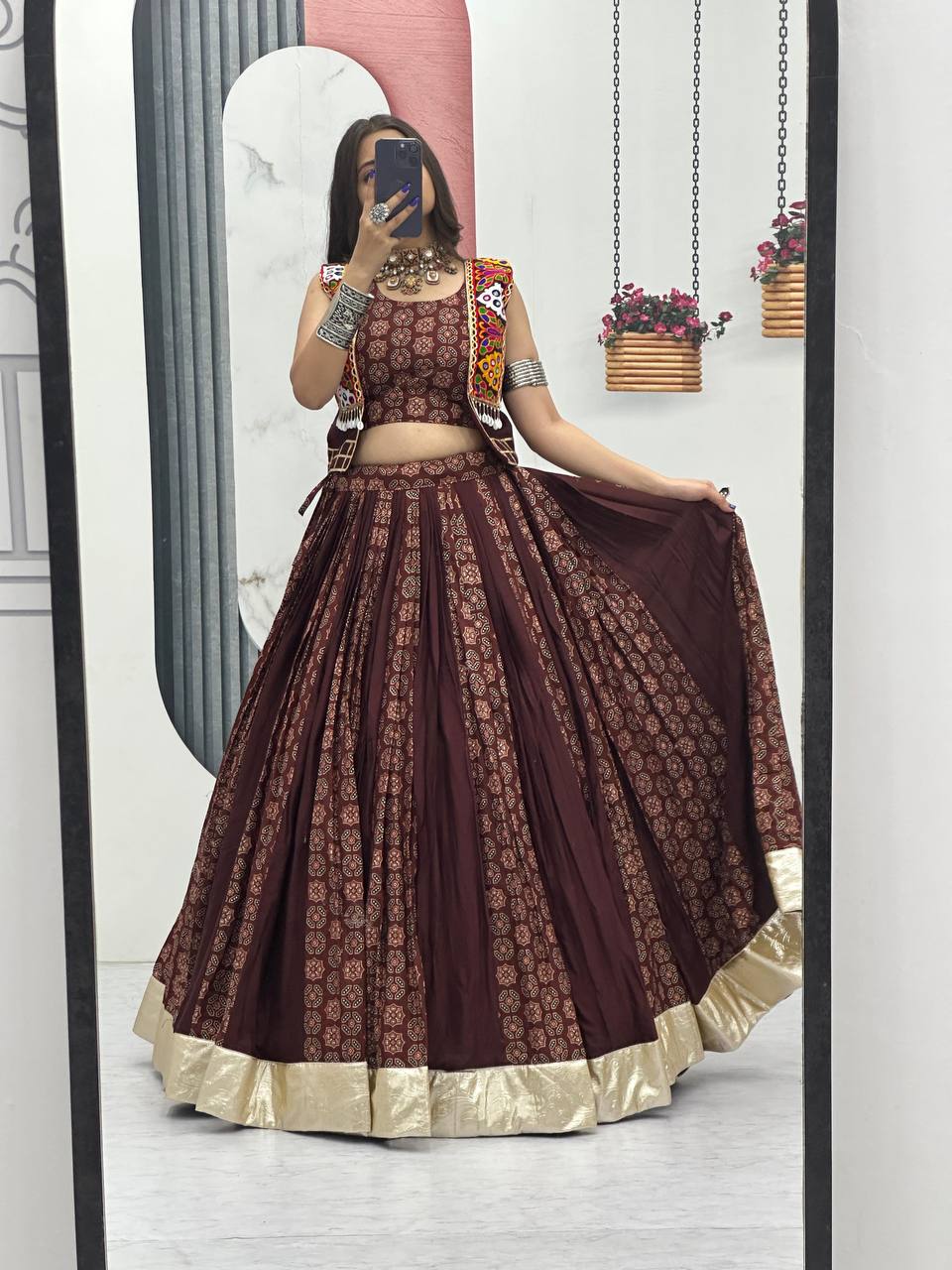 Navratri Special Lehenga Choli with 6 meter Big Flair With Jacket