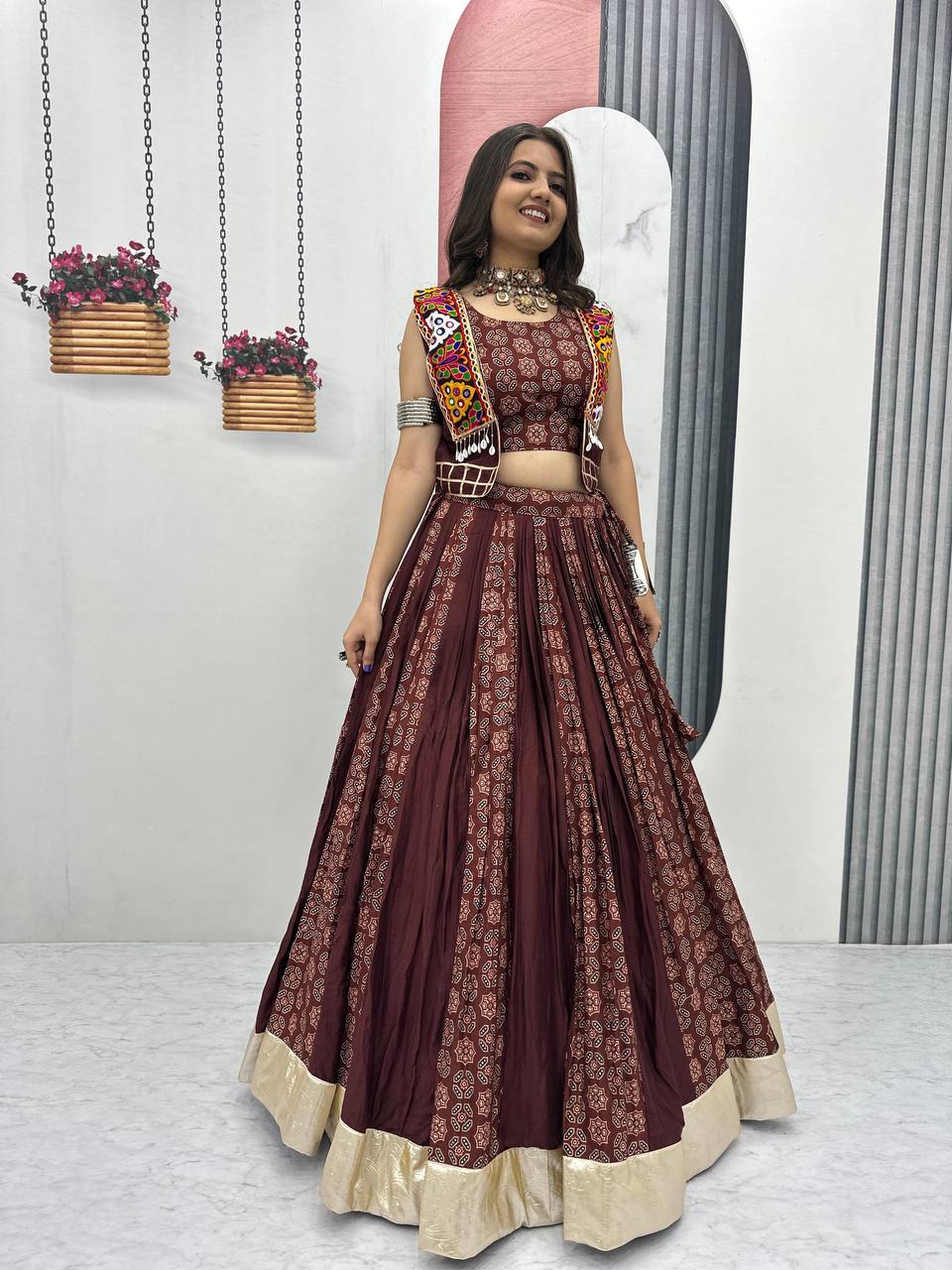 Navratri Special Lehenga Choli with 6 meter Big Flair With Jacket