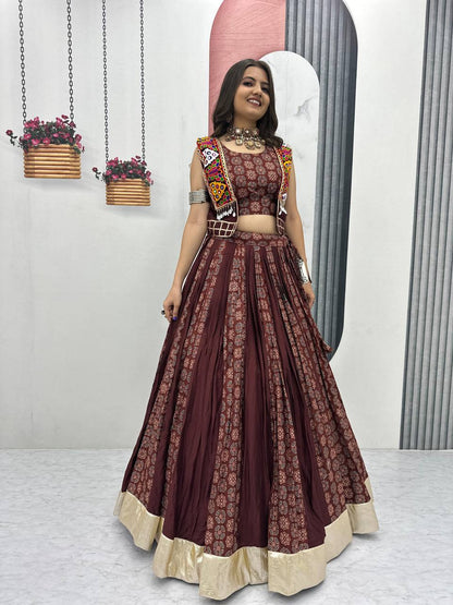 Navratri Special Lehenga Choli with 6 meter Big Flair With Jacket