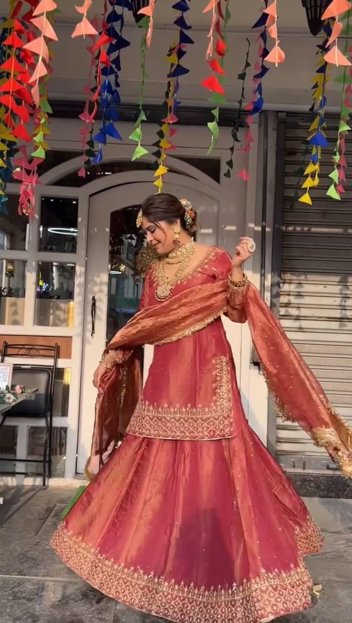 DESIGNER EMBROIDERY SEQUENCE WORK TOP LEHENGAS WITH DUPATTA SET