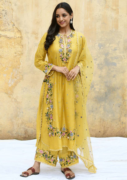 Designer Party Wear Look Top-Plazzo and Dupatta With Heavy Embroidery Work
