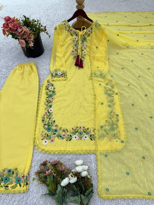 Designer Party Wear Look Top-Plazzo and Dupatta With Heavy Embroidery Work