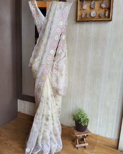 jimmyChoo fabric delicately crafted with multicolored thread and zaridori embroidery