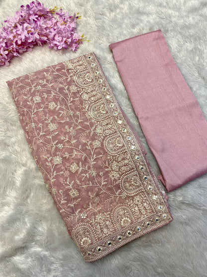 Faux geogert saree with white thread & seqnce full heavy work
