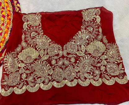 Silk fabric with the self  zari & seqnce work embroidery