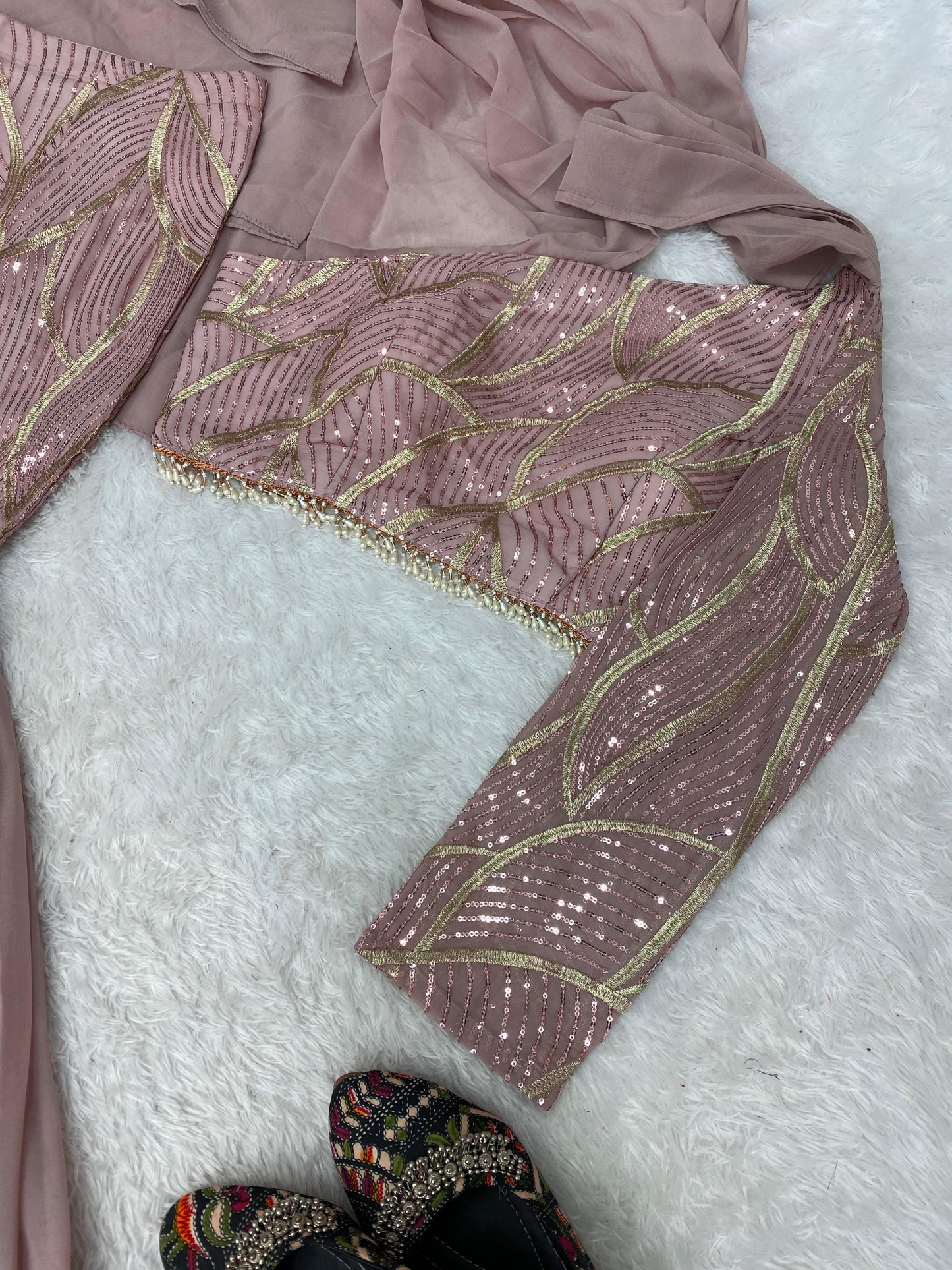 LEHENGA AND BLOUSE WITH ATTACHED DUPATTA SAREE