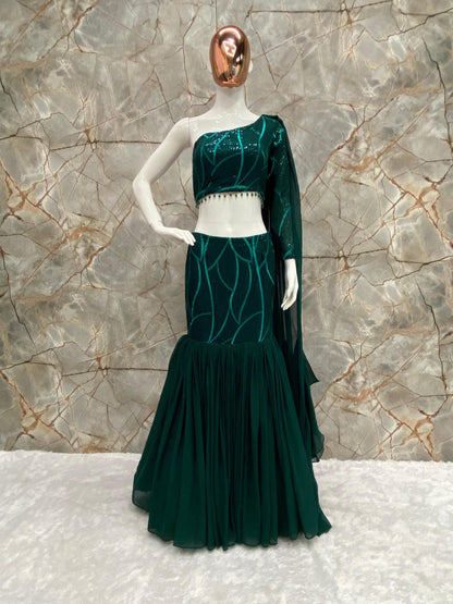 LEHENGA AND BLOUSE WITH ATTACHED DUPATTA SAREE