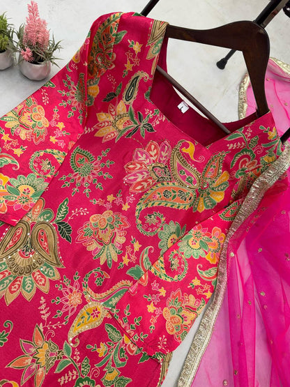 CHINON WITH SEQUANCE EMBROIDERY WORK SUIT WITH FULL FLAIR WORK SHARARA