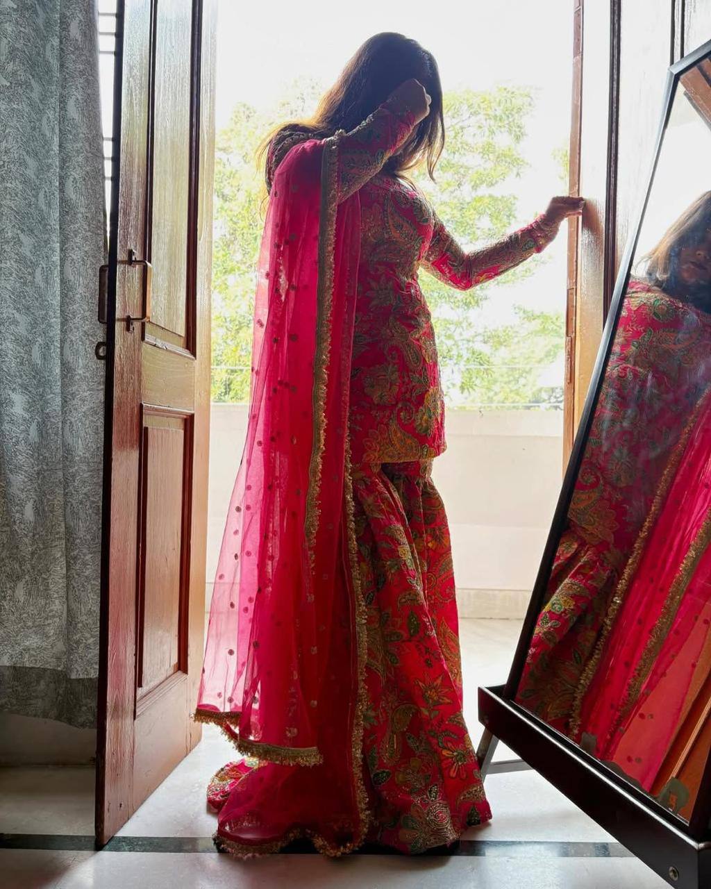 CHINON WITH SEQUANCE EMBROIDERY WORK SUIT WITH FULL FLAIR WORK SHARARA