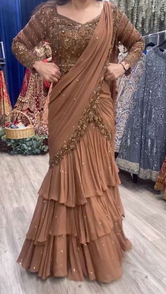 wedding Reday to wear Lehengha  saree thread with Sequence with lace broder