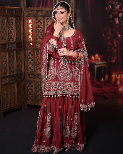 Đěsigner Party Wear Look Heavy Faux Georgette Top Plazzo & Dupatta Set