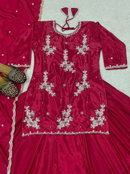Top Lehenga  Natural Crep Silk Full sleeve(Full stitched)