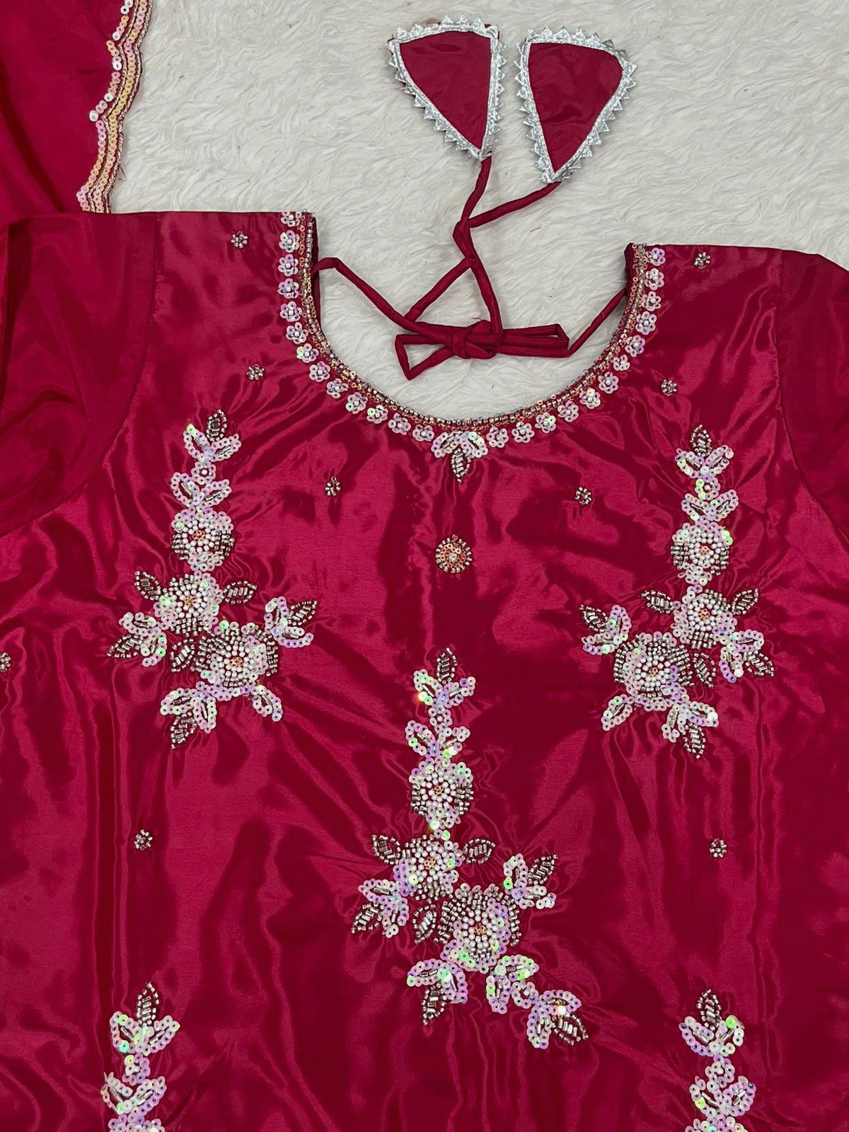 Top Lehenga  Natural Crep Silk Full sleeve(Full stitched)