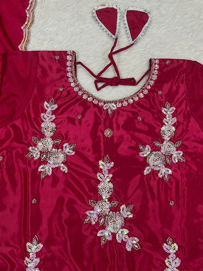 Top Lehenga  Natural Crep Silk Full sleeve(Full stitched)