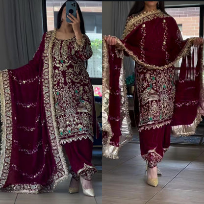 Designer Party Wear Look Top  Dhoti Salwar and Dupatta
