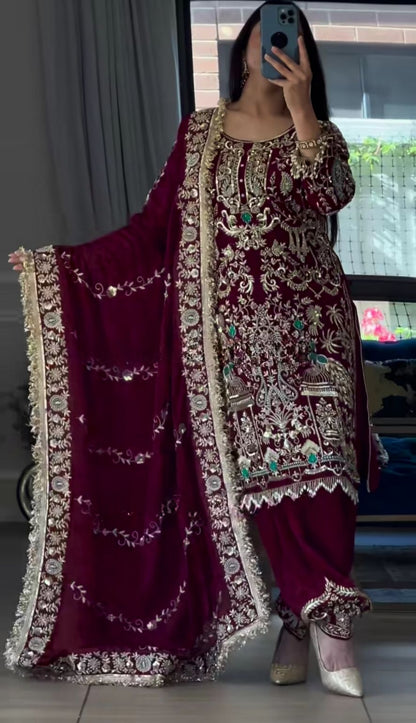 Designer Party Wear Look Top  Dhoti Salwar and Dupatta