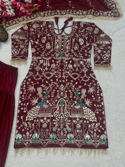 Designer Party Wear Look Top  Dhoti Salwar and Dupatta