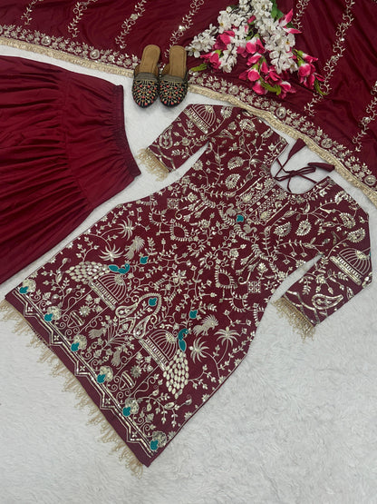 Designer Party Wear Look Top  Dhoti Salwar and Dupatta