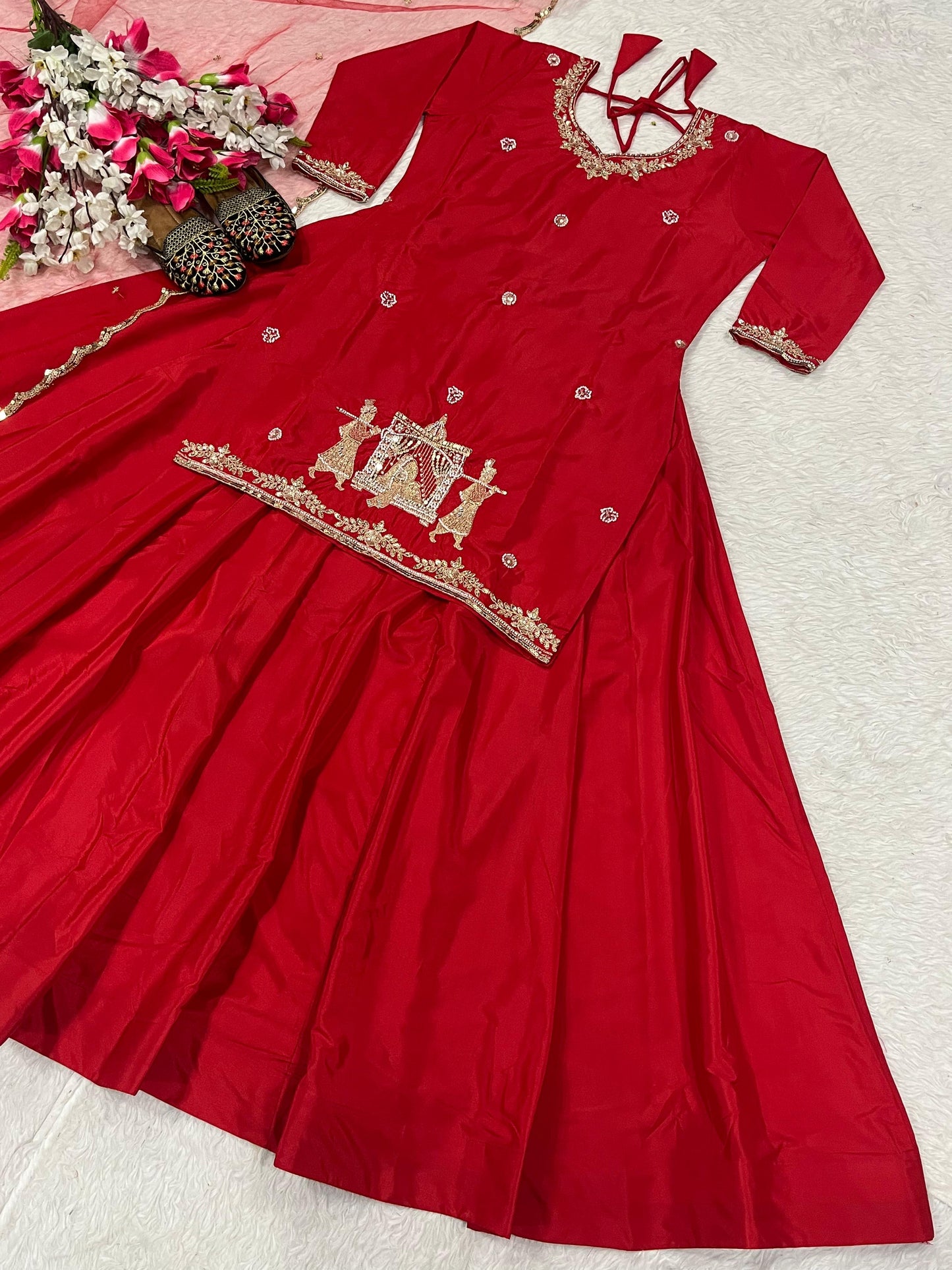 top Lehenga Natural Crep Silk Full sleeve(Full stitched)