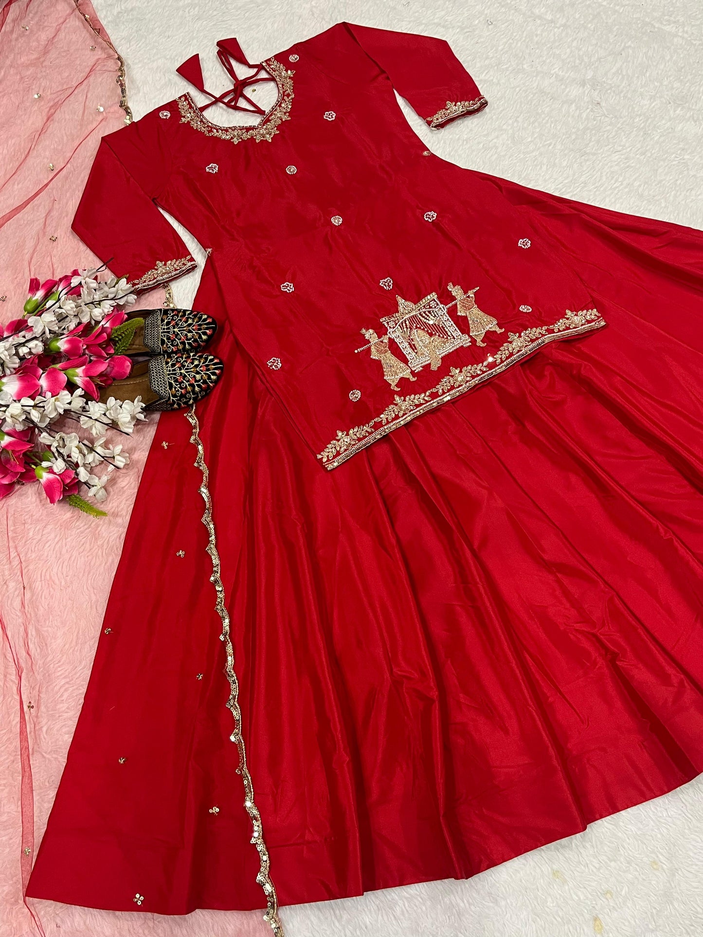 top Lehenga Natural Crep Silk Full sleeve(Full stitched)