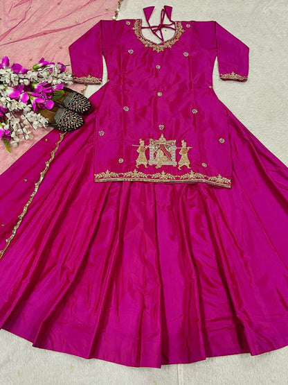 top Lehenga Natural Crep Silk Full sleeve(Full stitched)