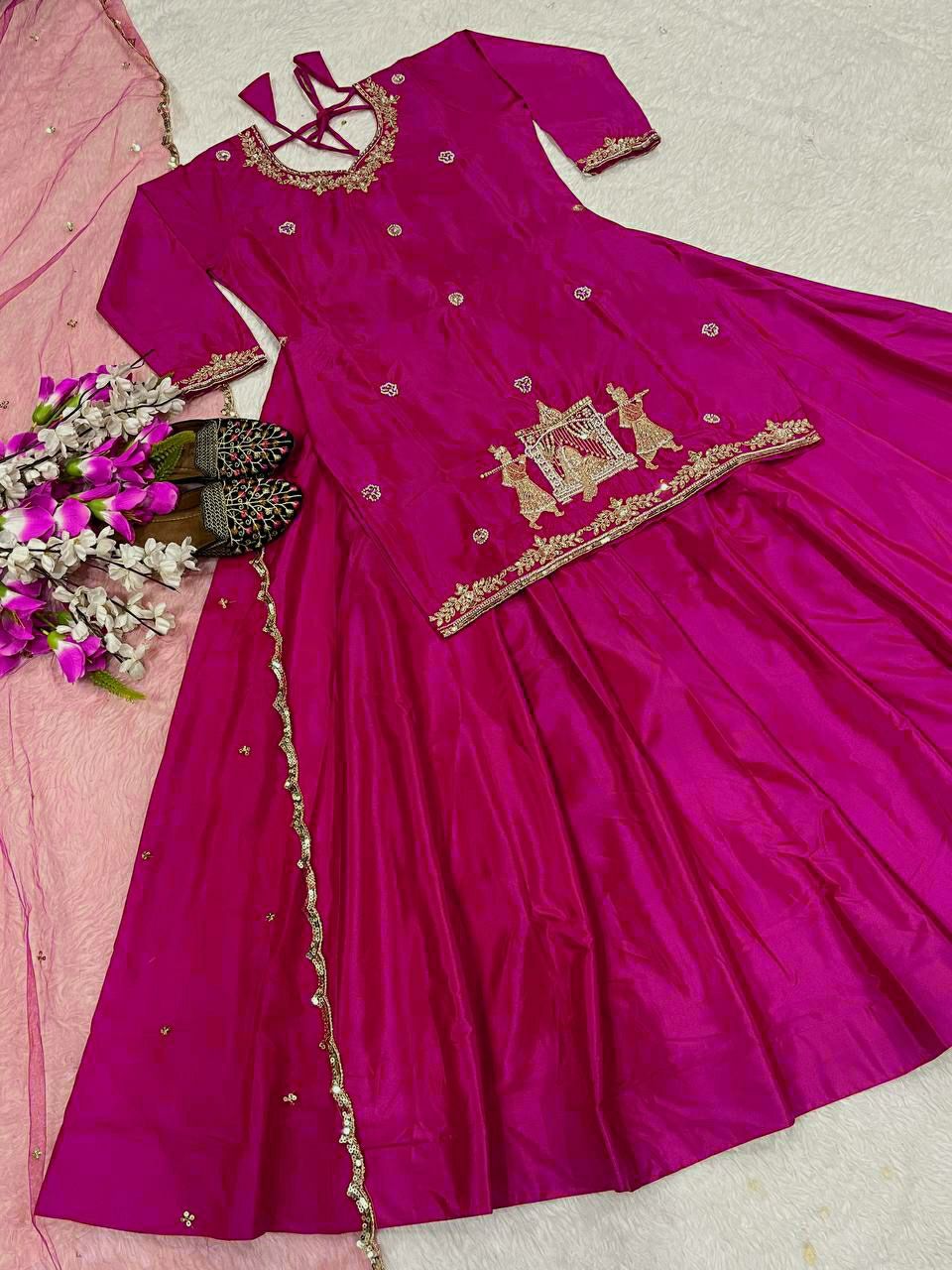 top Lehenga Natural Crep Silk Full sleeve(Full stitched)