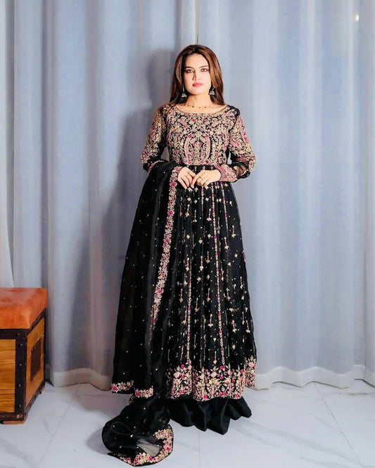 Designer Party Top Pallazo & Dupatta Set