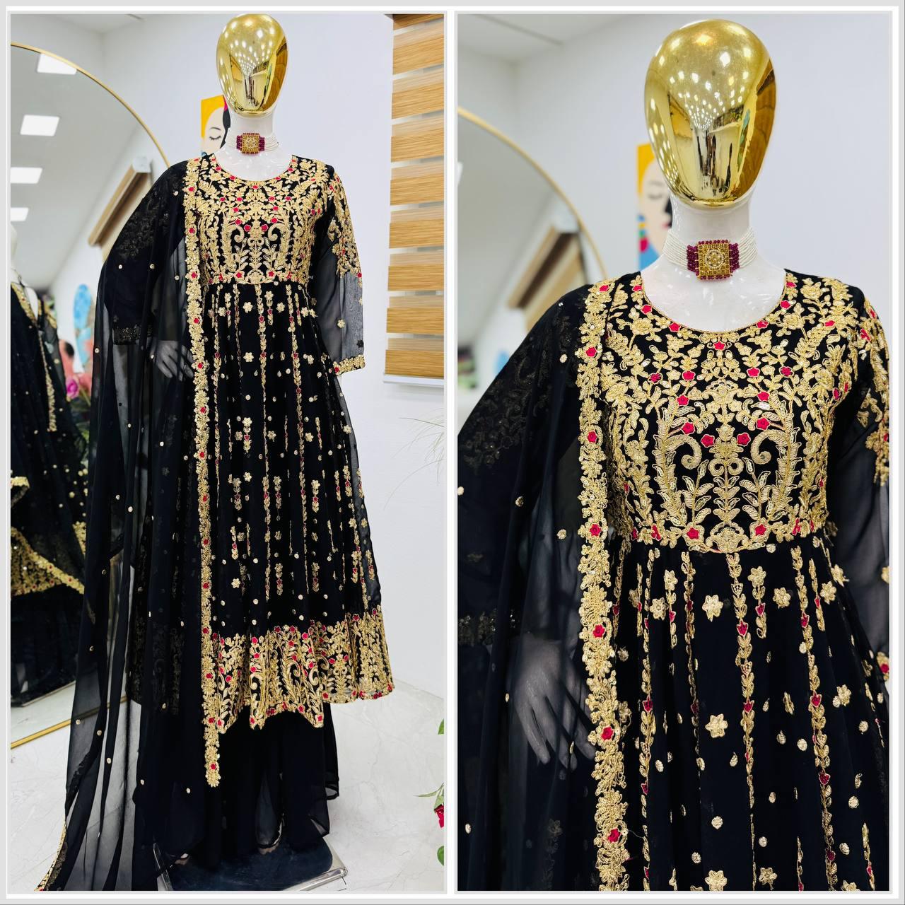 Designer Party Top Pallazo & Dupatta Set