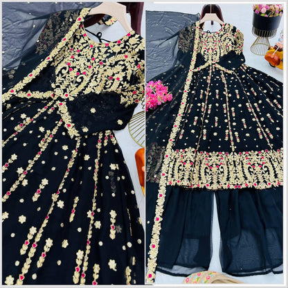 Designer Party Top Pallazo & Dupatta Set